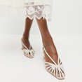 thumbnail image 4 of XYD Women Trendy Caged Toe Sandals Strappy Slingback Chunky Low Heels Cutout Slip On Shoes Party Event Daily Size 12.5 White, 4 of 4