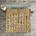 thumbnail image 3 of Ambesonne Egyptian Quilted Bedspread Set 3 Pcs, Ancinet Hieroglyphs, Queen Size, Sand Brown Black, 3 of 3