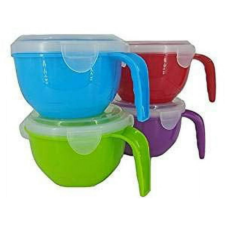 Soup Bowl with Handle and Snap Lock Vented Cover Set (4 Pack)