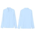 thumbnail image 5 of Only Moment Button Down Shirts for Women Long Sleeve V Neck Polyurethane Fiber Blouses Dressy Casual Work Shirt 2026 Summer Spring Fashion Clothing Blue,S, 5 of 6