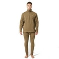 thumbnail image 3 of Riecok Mens Base Layer Set Seamless Round Neck Solid Color Fleece Base Layer Skiing Winter Warm Top & Bottom Khaki XL, 3 of 6