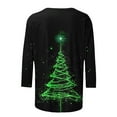 thumbnail image 3 of Craaazy Christmas Gifts For Women Round Neck 3/4 Sleeve Xmas Shirts Santa Pullover Snowman Tops Funny Christmas Tree Sweatshirt Womens Tops, 3 of 5