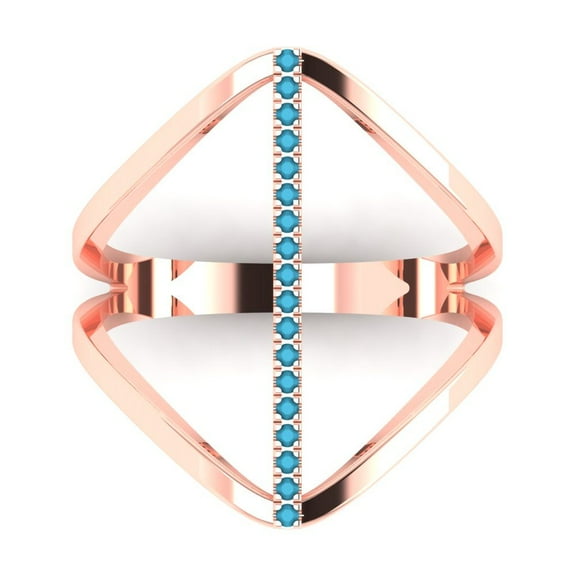 Statement Engagement Ring for Women - 0.09ct Simulated Turquoise in 14K Rose Gold Promise Ring