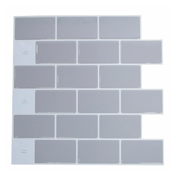 Adhesivo para azulejos de pared, papel tapiz de plástico de ladrillo 3D, autoadhesivo, calcomanía de decoración de pared para el hogar, BW55, gris Jumpingount HA002477-04