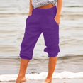 thumbnail image 2 of Womens Summer Shorts Casual Solid Color Elastic Waist Straight Short Pants Ladies Trendy Beach Shorts, 2 of 7