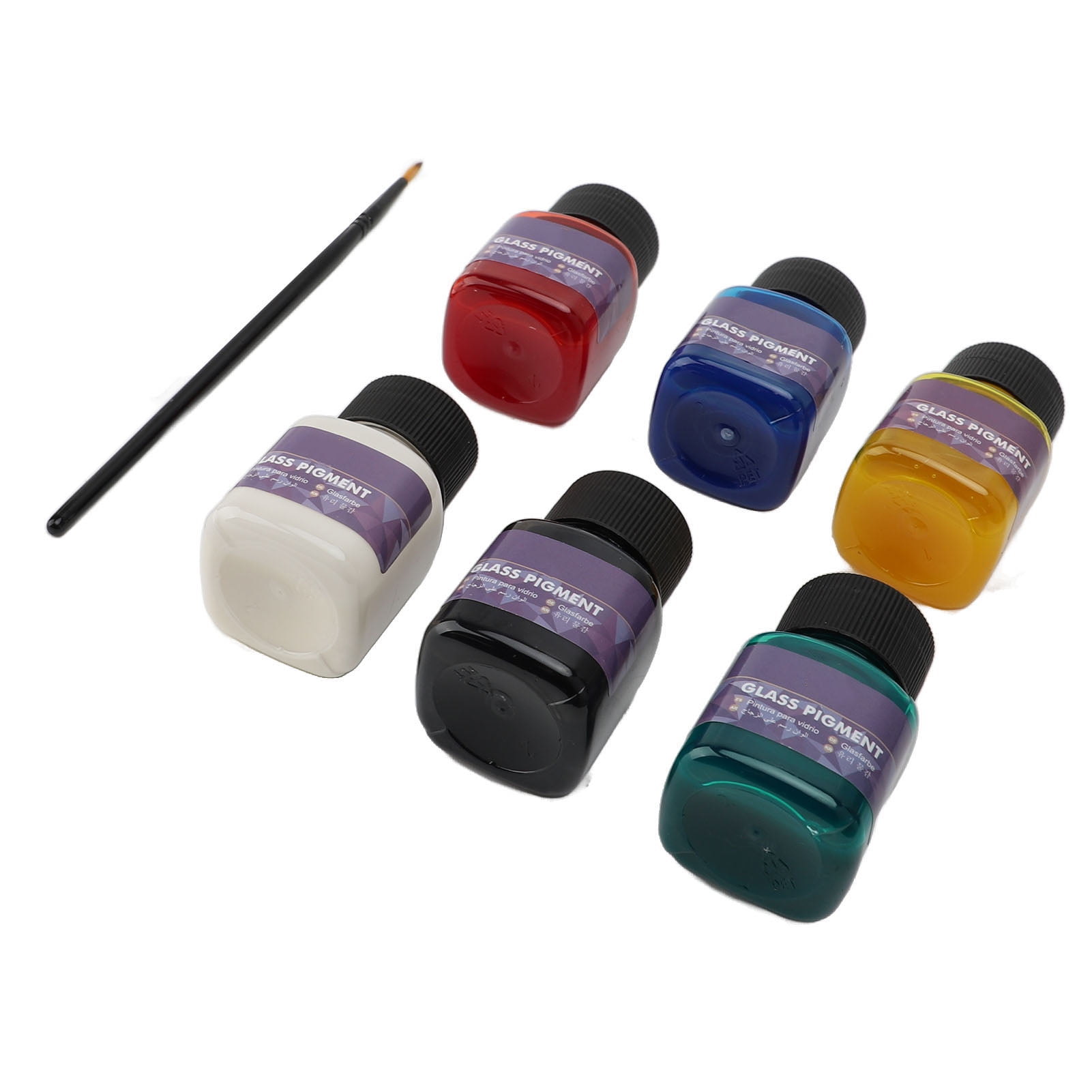 Riousery 6 Color Glass Paint Set, 30ml / 1 oz Water Proof UV Proof Leakage Proof Pigment Set for Beginners and Professionals, Gallery DIY Art Craft Supply, Transparent Permanent Window Painting Kit