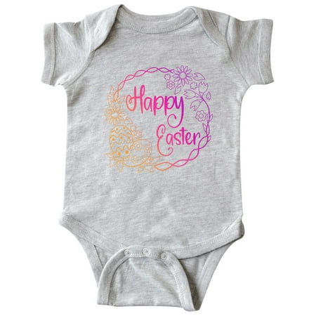 

Inktastic Happy Easter Spring Wreath with Eggs and Flowers Gift Baby Boy or Baby Girl Bodysuit