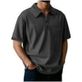 thumbnail image 2 of LODIENY Mens Polo Shirts Quarter Zip Shirts Vintage Casual Classic Lightweight Short Sleeve Golf Collared T-Shirt Tops with Pocket Black XXL, 2 of 7