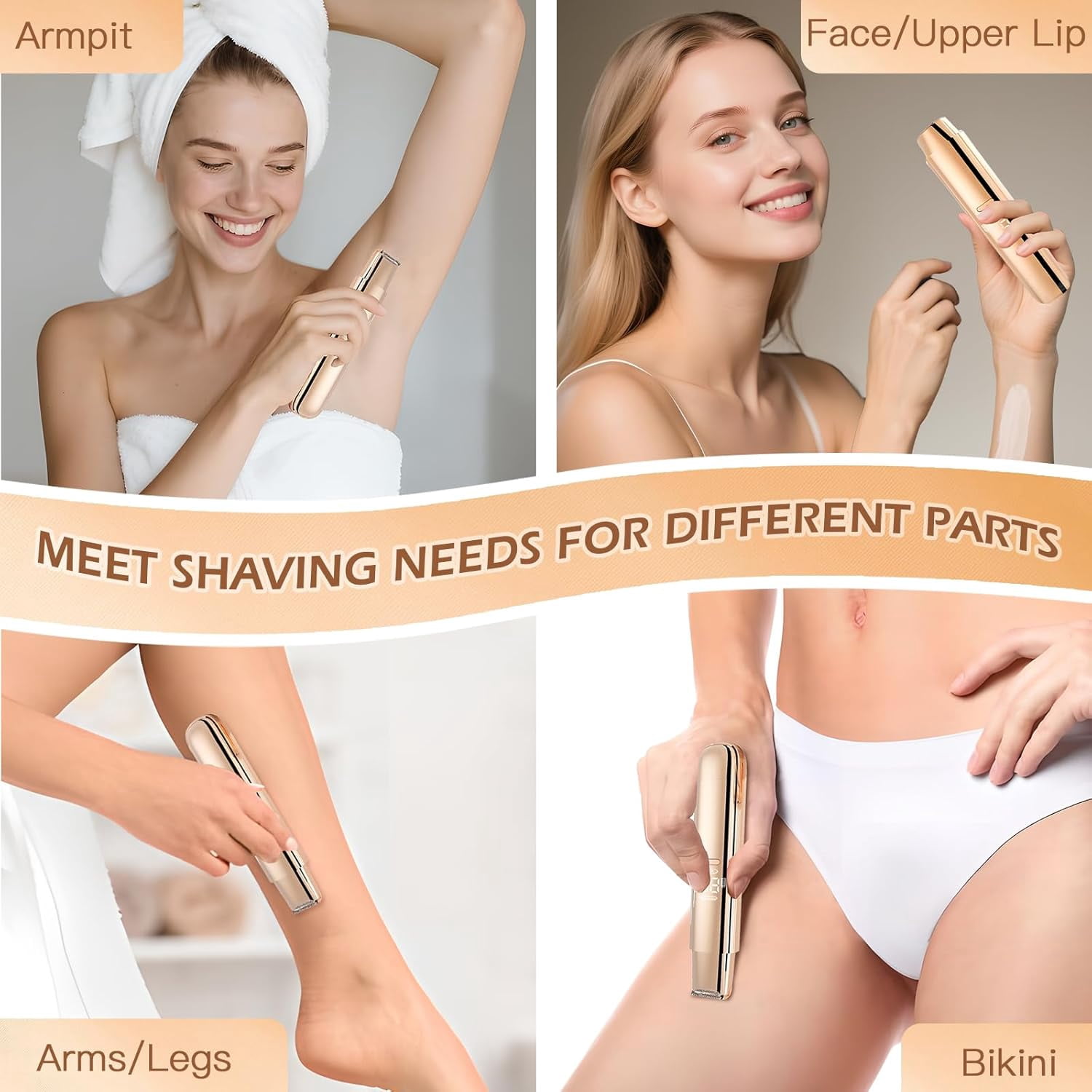 Electric Razor for Women, 2-in-1 Women Shaver Wet & Dry Painless Hair Removal Razor with Detachable Head Display, Waterproof Rechargeable Hair Removal for Bikini Legs Face Underarm Arm(Pink)