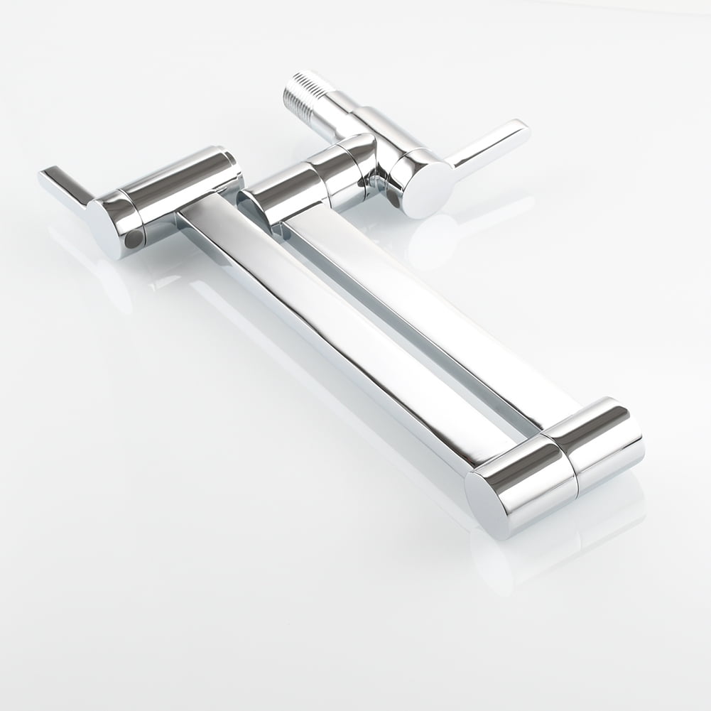 Lowestbest Brass Wall Mounted Foldable Faucet, Double Handles Fuacet, Cold Water Kitchen Tap, Chrome Lowestbest Brass Wall Mounted Foldable Faucet, Double Handles Fuacet, Cold Water Kitchen Tap, Chrome