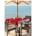 thumbnail image 2 of Outdoor Tablecloth with Umbrella Hole and Zipper, Red Balls Christmas Square Table Cloth 60x60 Inch Waterproof Tablecloth, Christmas Ball Snowflake Xmas Picnic Table Cover for Patio Camping, 2 of 7