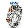 thumbnail image 3 of Conjunto de dos piezas de anillo con gemas de cristal de dos colores y diamantes de Europa y Estados Unidos, 3 of 5