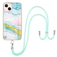 thumbnail image 2 of SaniMore for iPhone 15 6.1" 2023 Case with Detachable Crossbody Lanyard Shockproof TPU Backplane Marble Pattern Luxury Fashion Anti-drop Slim Lightweight Cover for iPhone 15, Green/Pink, 2 of 4