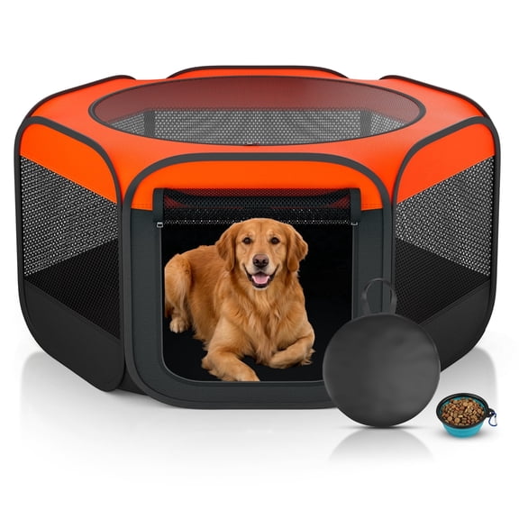 MAXLAPTER Dog Playpen, Hexagonal Foldable Pet Enclosure for Indoor and Outdoor Use