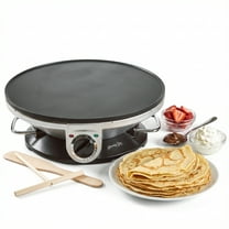 Morning Star Electric Crepe Maker with Large 13" Non-stick Griddle Ideal for Pancakes, Tortillas, Omelets, Quesadillas, Bacon & Lefse, with Batter Spreader and Steel Handles