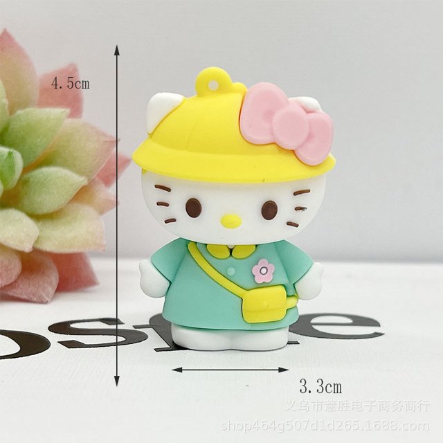 En stock, venta al por mayor, diario de vestir de dibujos animados, llavero de gato KT, muñeca estéreo de Hello Kitty, llavero, llavero de coche