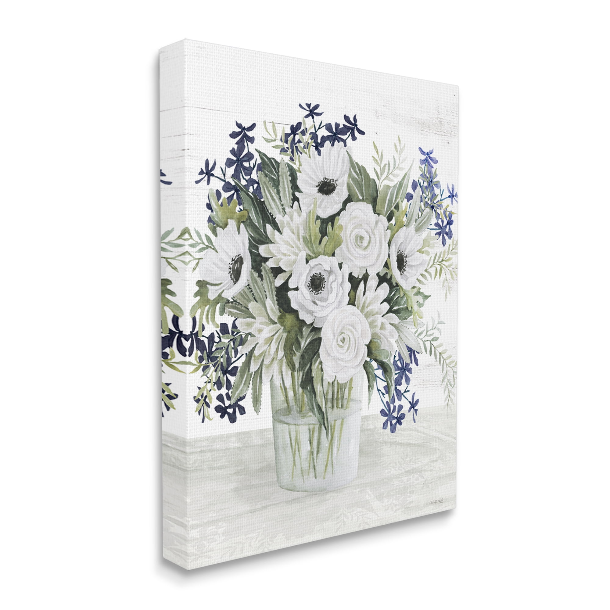 Stupell Industries Mixed White Anemone Vase Botanical & Floral Painting Gallery Wrapped Canvas Print Wall Art, 36 x 48