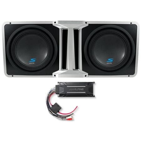 2 Alpine S-SB10V Loaded 10 600W S-W10D4 Ported Sub Box + KTA-30MW Amplifier