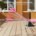 thumbnail image 4 of Outsunny Foldable Outdoor Chaise Lounge Chair, 5-Level Reclining Camping Tanning Chair with Breathable Mesh Fabric and Headrest, Pink, 4 of 10