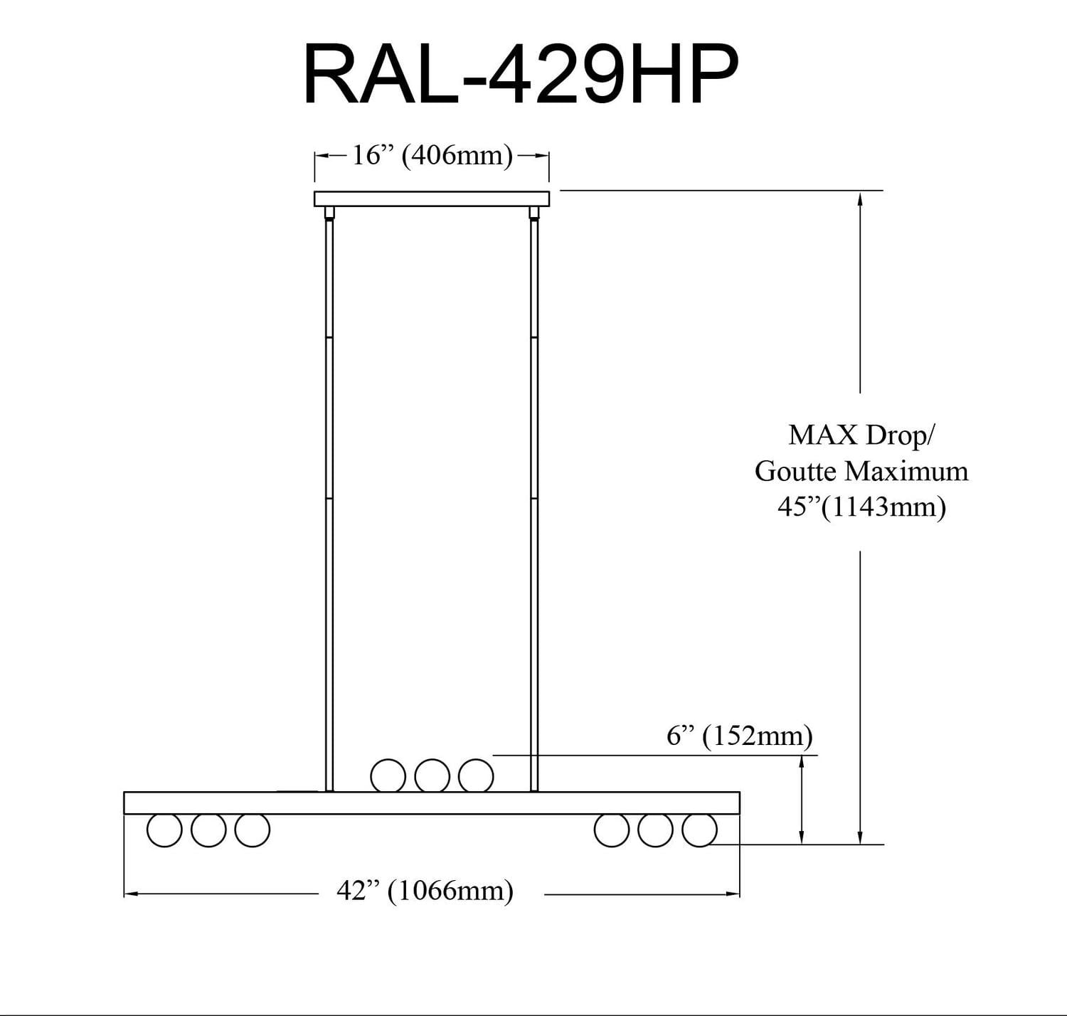 Luminaire suspendu horizontal à 9 lumières Raleigh - Laiton vieilli - Verre opale blanc