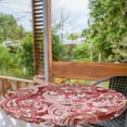 thumbnail image 2 of Ambesonne Paisley Fitted Round Tablecloth, Modern Botany Flowers Print, 40"- 44" Diameter, Dark Coral Pastel Pink, 2 of 5