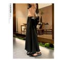 thumbnail image 1 of Culottes blancos para mujer, corte A, escote plisado, cintura alta, drapeado, pierna ancha, 1 of 3