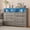 Antique Light Color, variant on Panapinka 55" Modern Dresser for Bedroom, Large Chest of 8 Drawers with LED Lights for Clothes, Drawer Storage Cabinet with Charging Station and Open Space for Living Room, Hallway