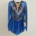 thumbnail image 5 of LIUHUO Blue Mesh Figure Skating Dress with Rhinestone Decor, Long - Sleeve, for Women & Girls, Performance - Ready, 5 of 10