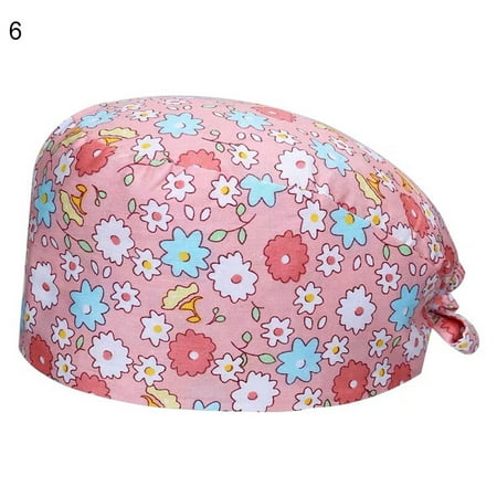 

Qingsaizhen Scrub Cap Unisex Bear Leaf Floral Cotton Adjustable Sweat Absorbant Scrub Cap Bouffant Hat