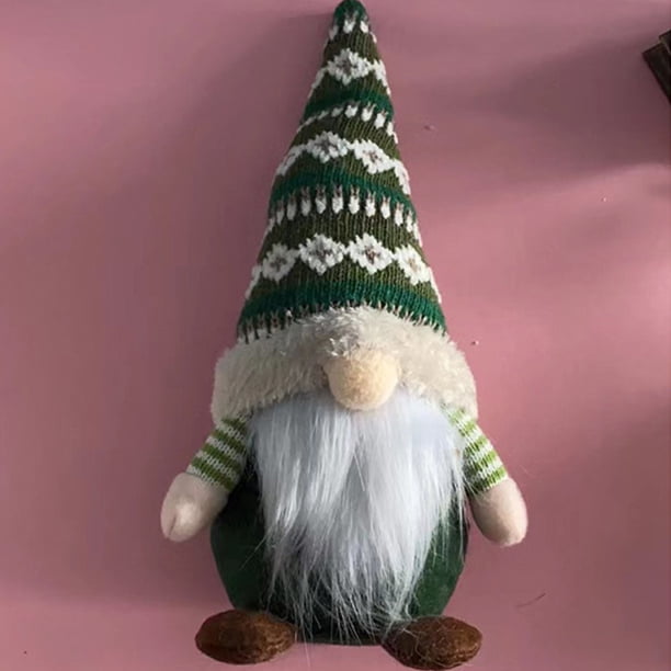 Estatua de enano de Navidad con adornos colgantes de árbol pequeño con barba blanca (niño)