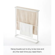 Yamazaki Home Bath Towel Hanger, White, Steel, Holds towels up to 24.5 x 58, Supports 2.2 pounds, Water Resistant