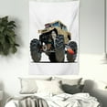 thumbnail image 3 of Cars Tapestry, Extremely Large Giant Monster Pickup Truck with Huge with Oversized Tires Race Illustration, Wall Hanging for Bedroom Living Room Dorm Decor, 60W X 80L Inches, Multi, by Ambesonne, 3 of 5