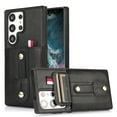 thumbnail image 1 of Designed for Samsung Galaxy S23 Ultra Wallet Case with Adjustable Wrist Strap Kickstand PU Leather Credit Card Holder Heavy Duty Shockproof Hybrid Rugged Protective Cover for Women Men 6.8",Black, 1 of 7