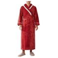 thumbnail image 1 of GDREDA Plus Size Pajamas Mens Fuzzy Robe Mid Length Bathrobe Belted Soft Bath Robes Kimono Robe With Pockets Fall Winter Spa Robes Men's Pajama & Loungewear Red,XXXL, 1 of 3