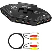 Rybozen 3-Way Audio Video AV RCA Switch Selector Box Splitter for Xbox, DVD, VCR, PS2 and Wii with AV Cable