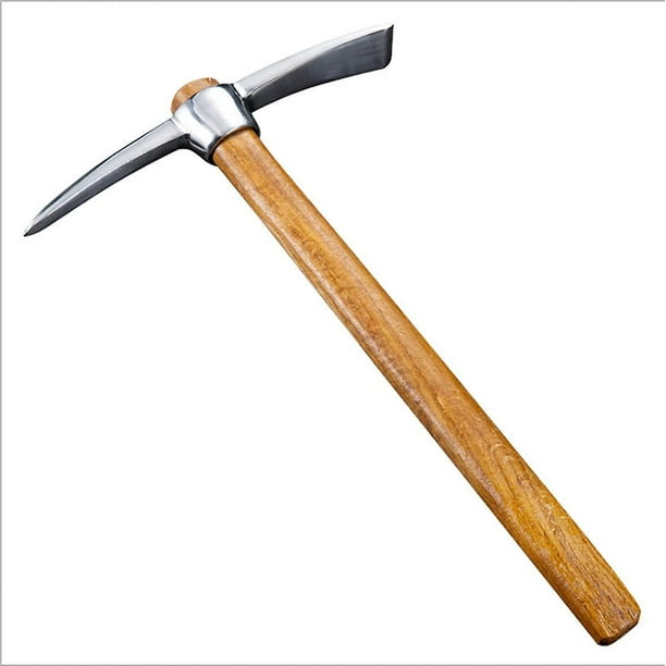 Piqueta de jardín, piqueta de servicio pesado, herramienta de mano para trasplantar, excavar, plantar, aflojar el suelo, acampar o prospección (42 cm * 21 cm * 3,5 cm)