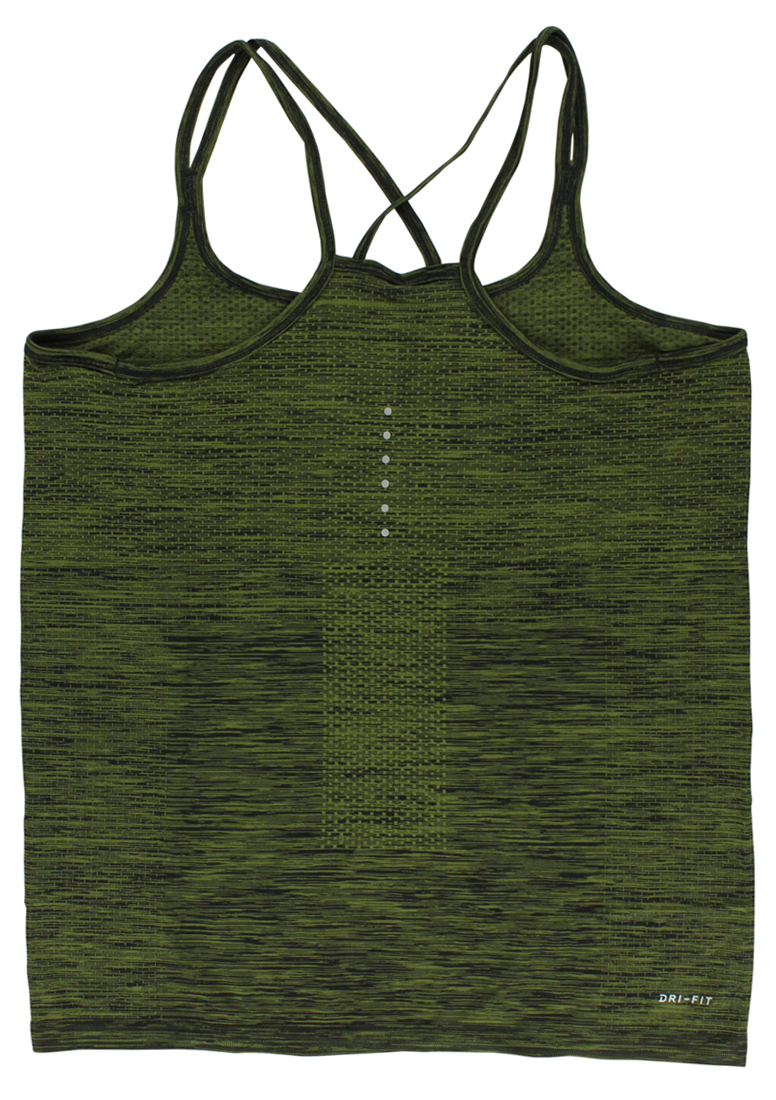 Nike Women's Dri Fit Knit Running Tank Top Army Green - image 2 of 2