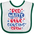 thumbnail image 3 of Inktastic Cousins Crew Red White and Blue 4th of July Boys or Girls Baby Bib, 3 of 4