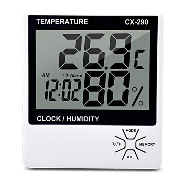 Inteprter Medidor de humedad Termómetro digital Higrómetro LCD Despertador Termómetro de temperatura Electrodomésticos