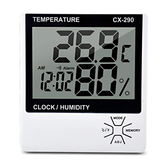 Inteprter Medidor de humedad Termómetro digital Higrómetro LCD Despertador Termómetro de temperatura Electrodomésticos