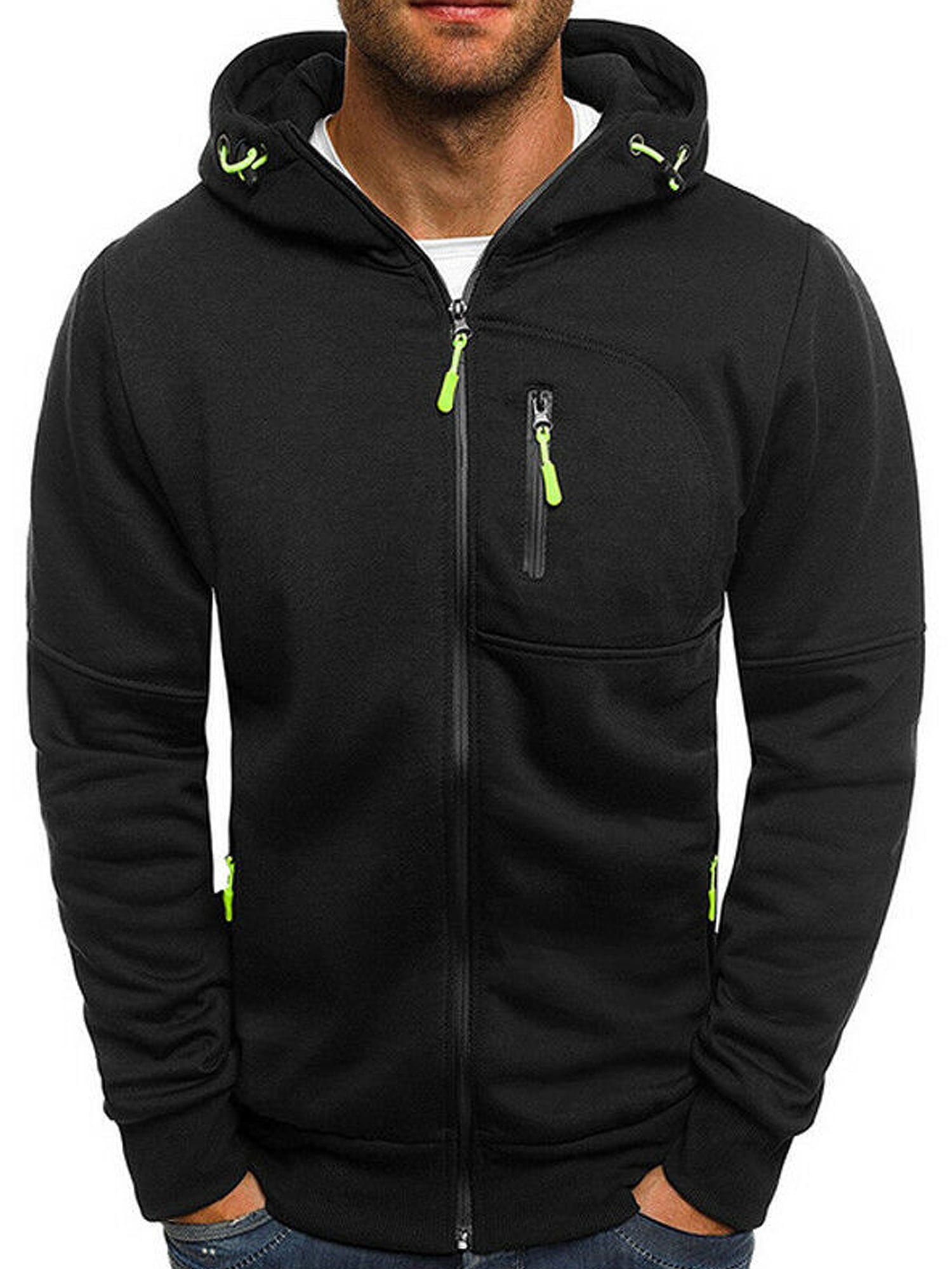 Fullvigor Mens Long Sleeve Zip Up Hoodie Jacket Sweatshirt - Walmart.com