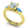 thumbnail image 2 of 2.50 Carat Sparkle Round Cut Natural Diamond & Blue Topaz Gemstone Three Stone Engagement Ring for her Solid 14K Yellow Gold Size 4 by Diamond-Capitals, 2 of 8