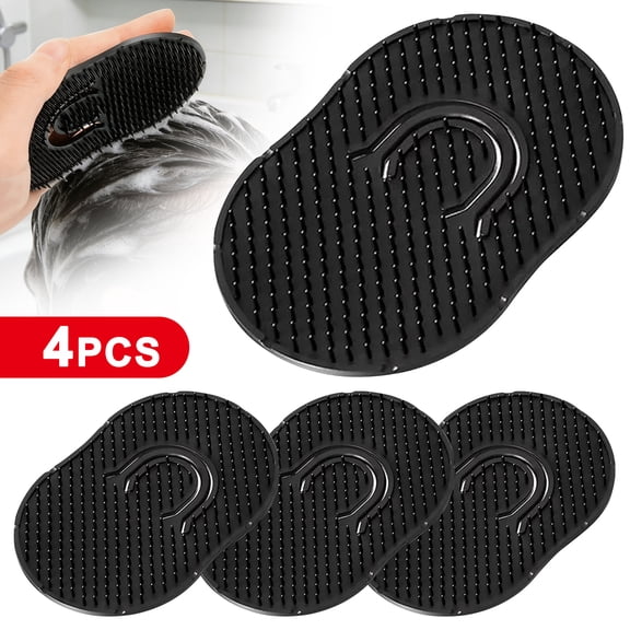 Emlimny 4 Packs Pocket Palm Combs, Plastic Shampoo Comb, Massager Hair Brush Comb, Scalp Massager Brush Comb, Easy Grip Loop Designed, Pocket Hair Comb for Hair Home Travel (Black)