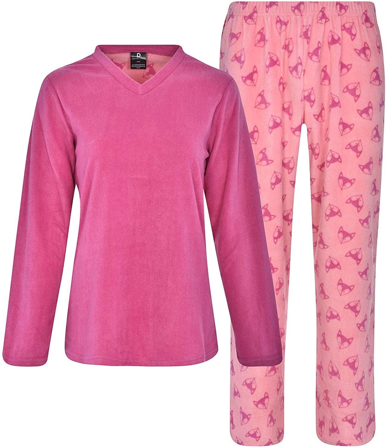 Donna L'oren Women's Fleece Pajamas Set Giftable Coral or Micro Fleece