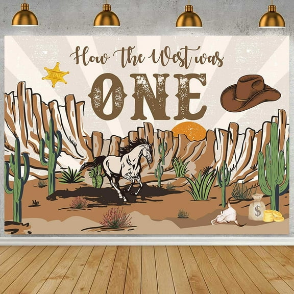 Western 1st Birthday Backdrop How The West was One Cowboy First Rodeo Birthday Party Decorations Wild West Country Vintage Western Background for Boy Birthday Banner Party Supplies