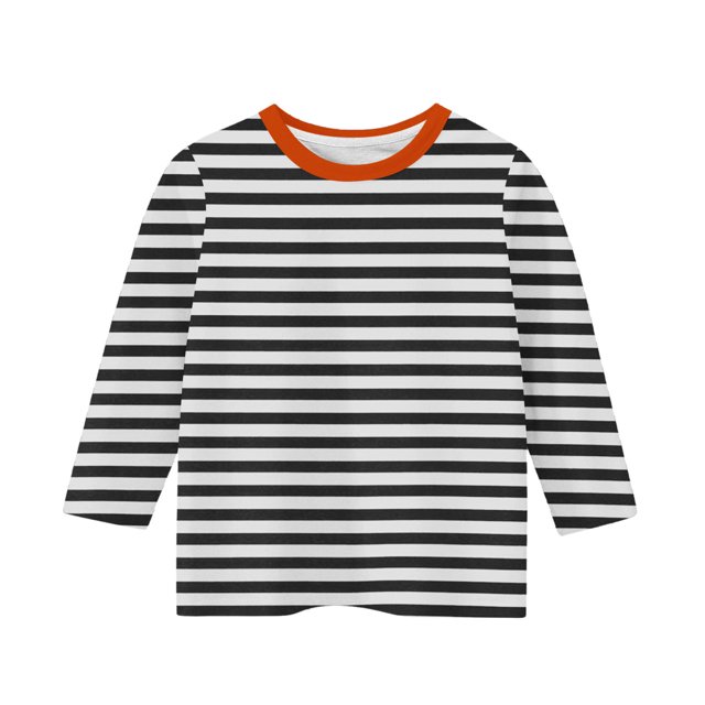 Amzcrzy Chandail en Molleton Rayé pour Enfants Bébé Manches 3/4 Col Rond Chandail en Molleton Bloc de Couleur Chandail Ample Décontracté Printemps Basique 3-11 Ans