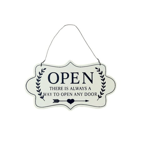 

1Pcs Nordic Style Wood Door Hanging Adornment Creative OPEN Door Pendant (White)