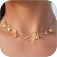 26 Initial Charm Necklace For Women Seashell Letter Necklaces Gold