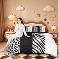 thumbnail image 4 of Manfei Abstract Zebra Print 7-Piece Twin Bedding Sets,Cheetah Pattern Bedding Comforter Set,White Black Stripes Sheet Sets For Children,Microfiber Bedroom Decor Reversible, 4 of 8