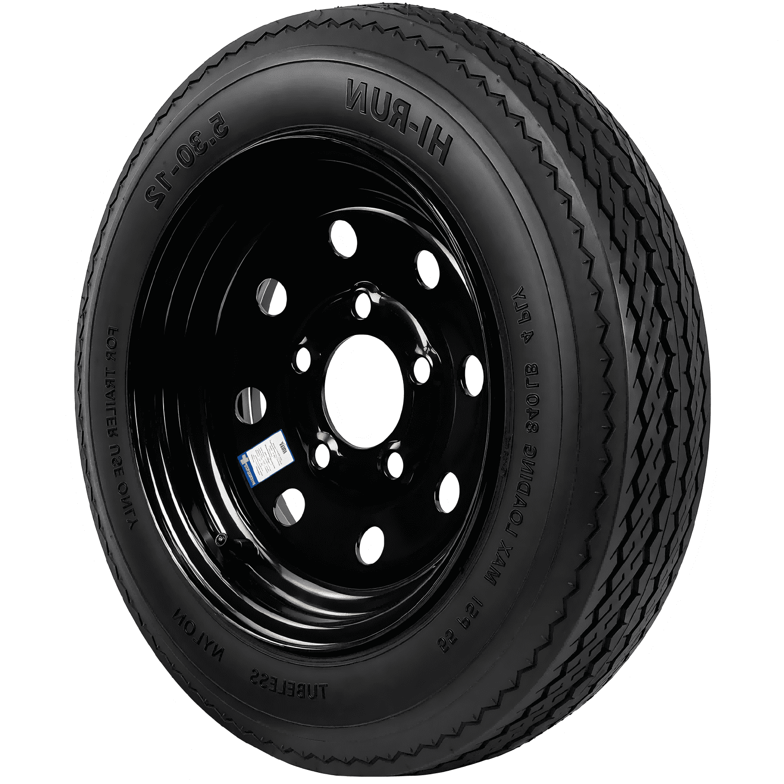 Hi-Run 2 Set SU02 5.30-12 4PR Boat Trailer Tire and 5-Lug Black Mod Wheel Assembly